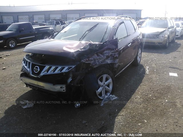 JN8AZ18WX9W111520 - 2009 NISSAN MURANO S/SL/LE MAROON photo 2