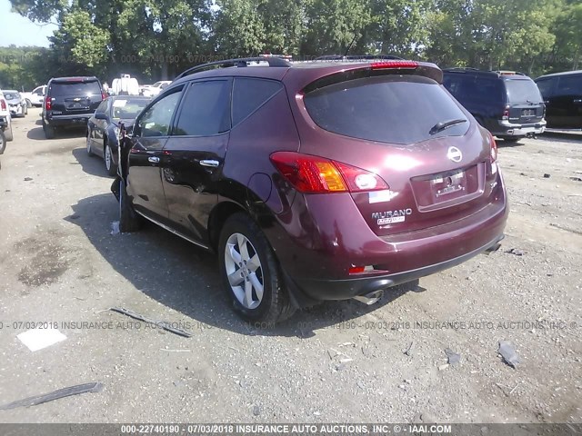 JN8AZ18WX9W111520 - 2009 NISSAN MURANO S/SL/LE MAROON photo 3