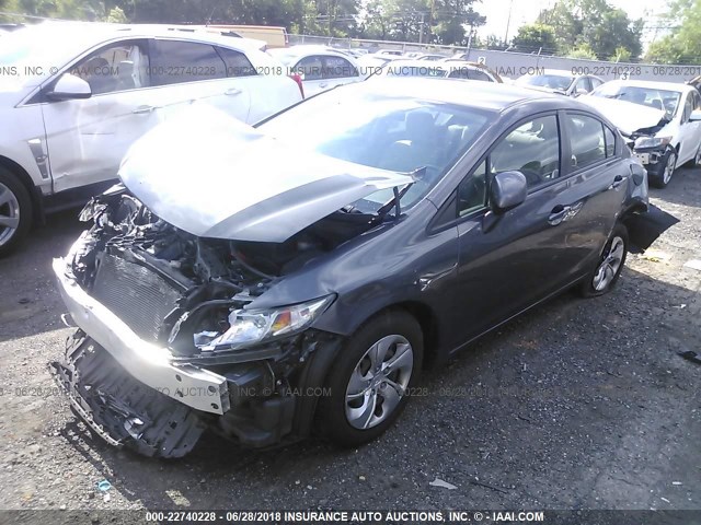 2HGFB2F51DH545016 - 2013 HONDA CIVIC LX GRAY photo 2