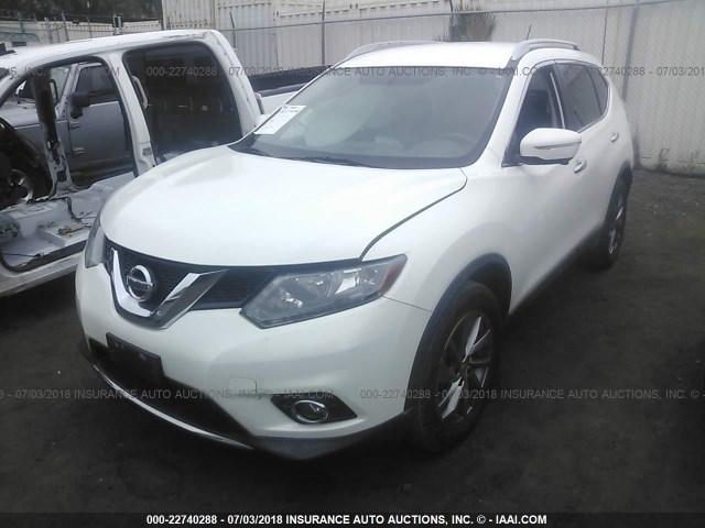 5N1AT2MTXEC825847 - 2014 NISSAN ROGUE S/SL/SV WHITE photo 2