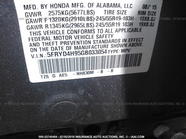 5FRYD4H95GB033054 - 2016 ACURA MDX ADVANCE SILVER photo 9