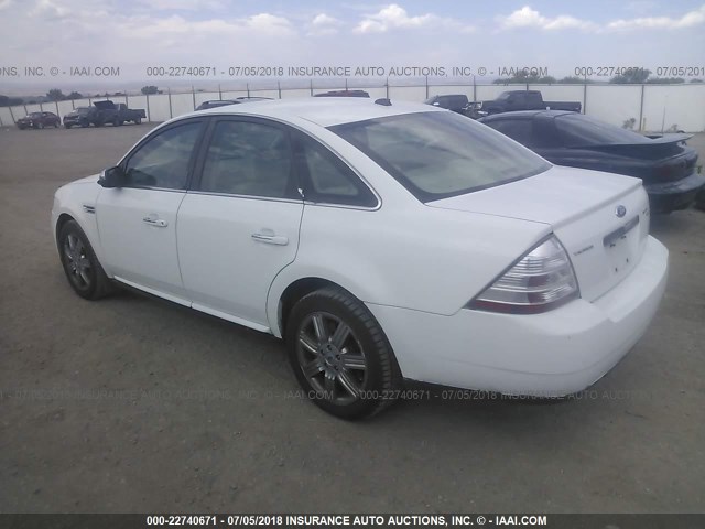 1FAHP28WX8G101493 - 2008 FORD TAURUS LIMITED WHITE photo 3