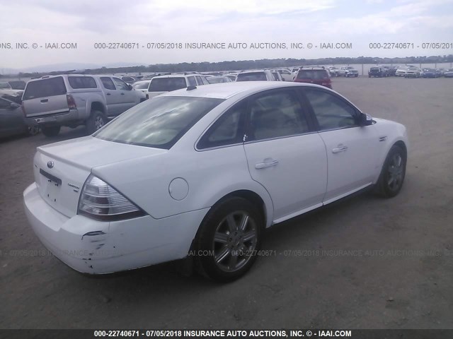 1FAHP28WX8G101493 - 2008 FORD TAURUS LIMITED WHITE photo 4