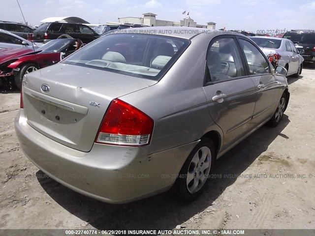 KNAFE121375400698 - 2007 KIA SPECTRA EX/LX TAN photo 4