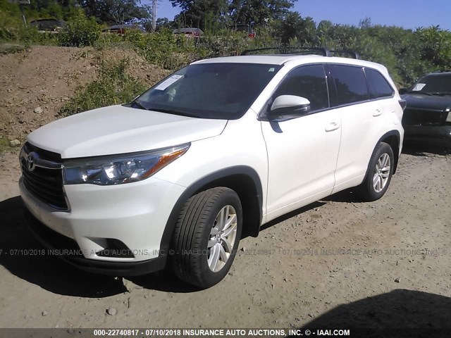 5TDBKRFH0FS108015 - 2015 TOYOTA HIGHLANDER LE/LE PLUS 白色 照片 2