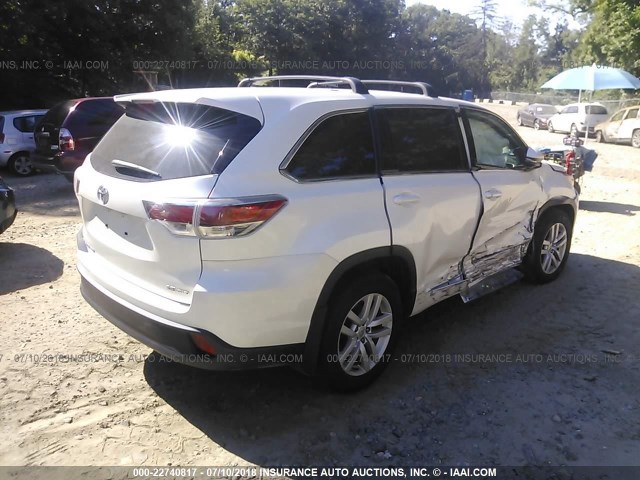 5TDBKRFH0FS108015 - 2015 TOYOTA HIGHLANDER LE/LE PLUS 白色 照片 4