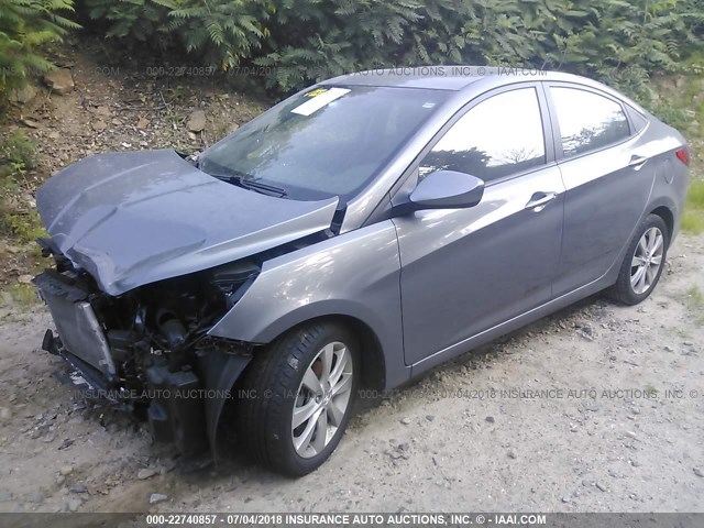 KMHCU4AE4EU748331 - 2014 HYUNDAI ACCENT GLS/SE GRAY photo 2