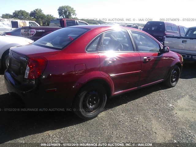 KL5JD56Z56K260814 - 2006 SUZUKI FORENZA MAROON photo 4