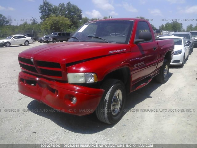 1B7HF16Z9XS212231 - 1999 DODGE RAM 1500 RED photo 2