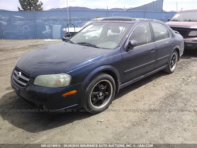 JN1DA31A03T428387 - 2003 NISSAN MAXIMA GLE/SE BLUE photo 2