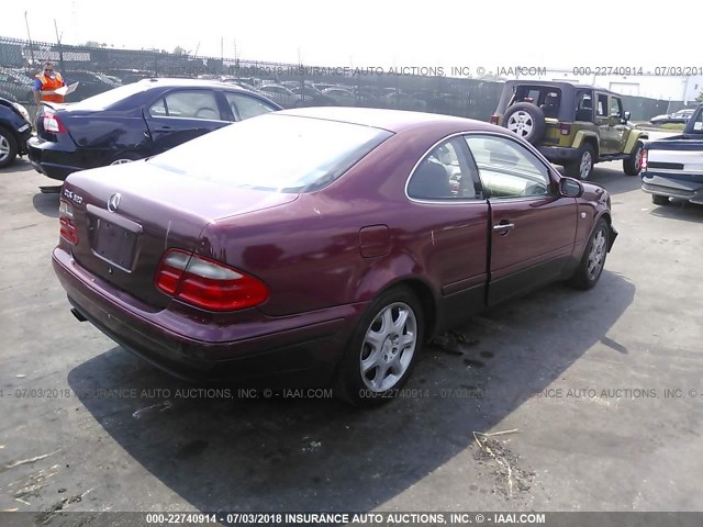 WDBLJ65GXXF086345 - 1999 MERCEDES-BENZ CLK 320 RED photo 4