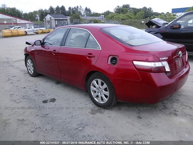 4T1BB46K77U002300 - 2007 TOYOTA CAMRY NEW GENERAT HYBRID RED photo 3