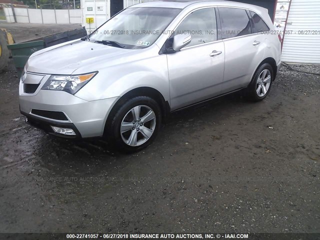 2HNYD2H61BH550618 - 2011 ACURA MDX TECHNOLOGY GRAY photo 2