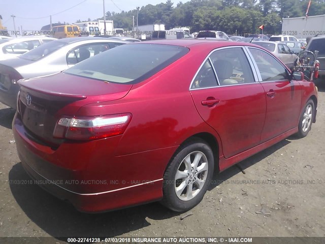 4T1BE46K77U027494 - 2007 TOYOTA CAMRY NEW GENERAT CE/LE/XLE/SE RED photo 4