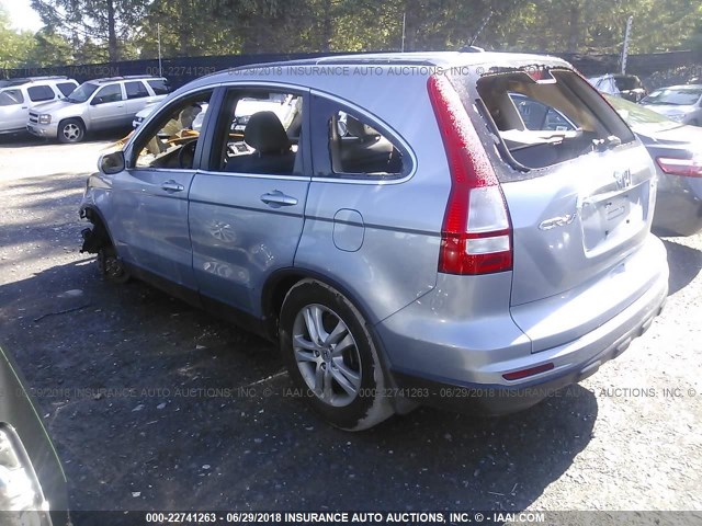 5J6RE4H76AL090430 - 2010 HONDA CR-V EXL BLUE photo 3