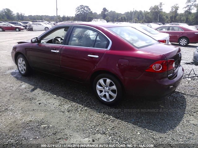 KNAGE123285243642 - 2008 KIA OPTIMA LX/EX BURGUNDY photo 3