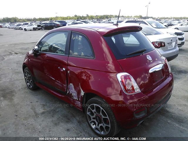 3C3CFFBR0CT302023 - 2012 FIAT 500 SPORT RED photo 3