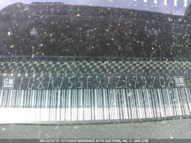 1G8AJ55F97Z179702 - 2007 SATURN ION LEVEL 2 BLUE photo 9