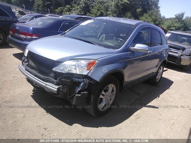 5J6RE4H78AL069174 - 2010 HONDA CR-V EXL BLUE photo 2