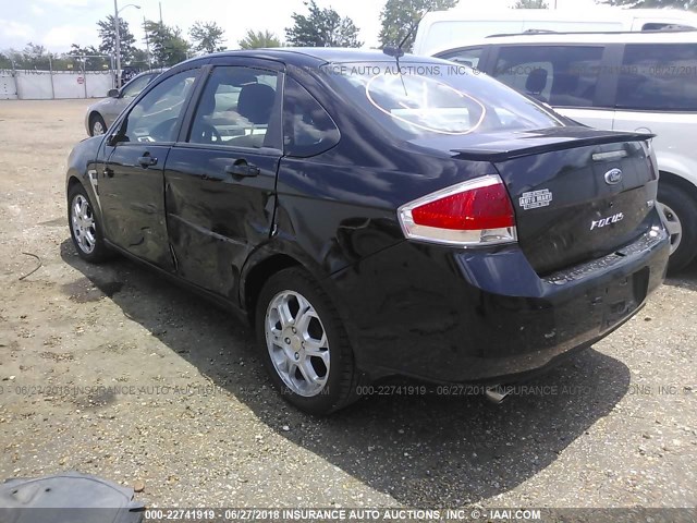 1FAHP35N58W196648 - 2008 FORD FOCUS SE/SEL/SES BLACK photo 3