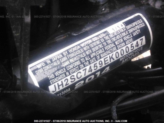 JH2SC7459EK000547 - 2014 HONDA CTX1300 A BLACK photo 10