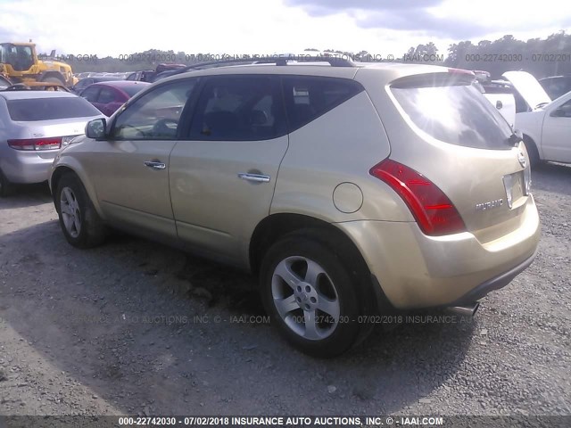 JN8AZ08W63W214760 - 2003 NISSAN MURANO SL/SE GOLD photo 3