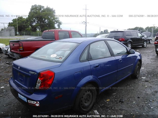 KL5JD56Z45K235028 - 2005 SUZUKI FORENZA S BLUE photo 4