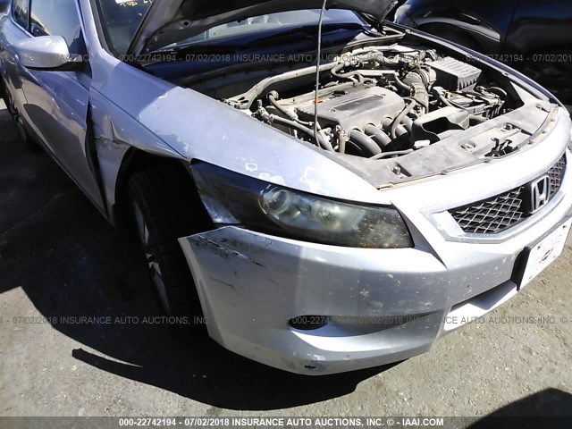 1HGCS12868A003735 - 2008 HONDA ACCORD EXL SILVER photo 6