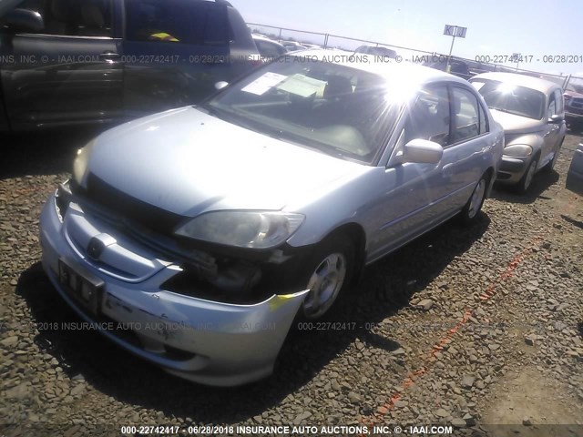 JHMES96604S009242 - 2004 HONDA CIVIC HYBRID BLUE photo 2