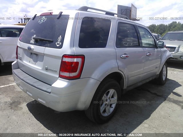 1FMCU49349KC59111 - 2009 FORD ESCAPE HYBRID SILVER photo 4