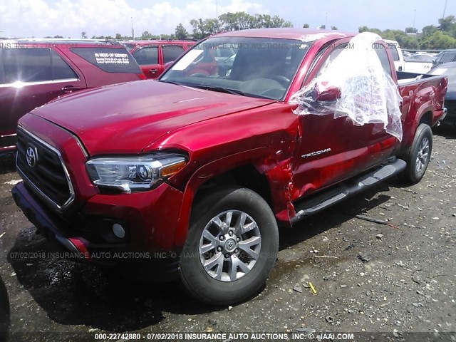 5TFSX5EN9GX042836 - 2016 TOYOTA TACOMA ACCESS CAB/SR/SR5 RED photo 2