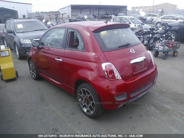 3C3CFFBR5CT363772 - 2012 FIAT 500 SPORT RED photo 3