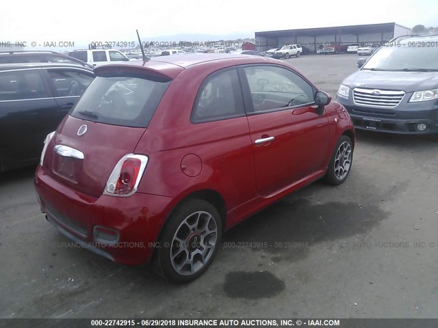 3C3CFFBR5CT363772 - 2012 FIAT 500 SPORT RED photo 4