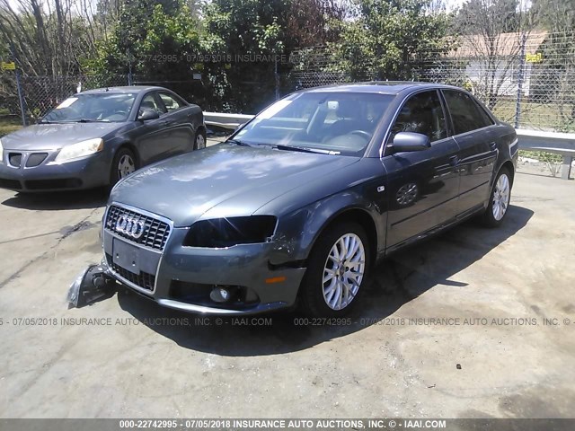 WAUDF78E88A144987 - 2008 AUDI A4 2.0T QUATTRO GRAY photo 2