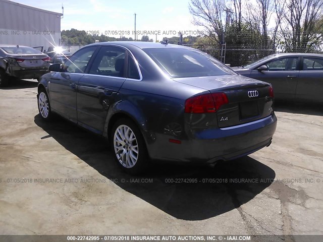 WAUDF78E88A144987 - 2008 AUDI A4 2.0T QUATTRO GRAY photo 3