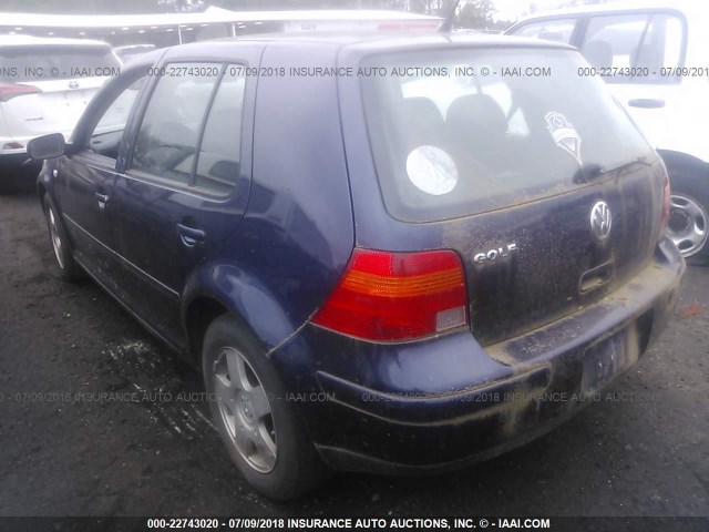 9BWGB61J824072214 - 2002 VOLKSWAGEN GOLF GLS BLUE photo 3