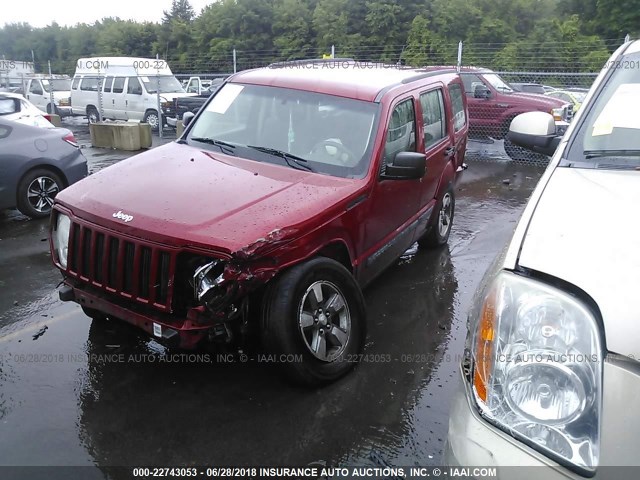 1J8GP28K78W215923 - 2008 JEEP LIBERTY SPORT RED photo 2