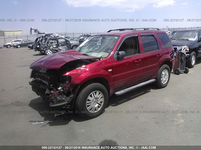 4M2CU57166DJ08356 - 2006 MERCURY MARINER RED photo 2