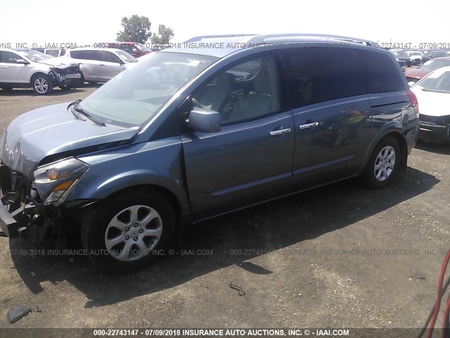 5N1BV28U78N114388 - 2008 NISSAN QUEST S/SE/SL Light Blue photo 2