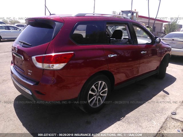 5N1AR2MNXFC704057 - 2015 NISSAN PATHFINDER S/SV/SL/PLATINUM RED photo 4