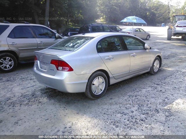 JHMFA36206S011495 - 2006 HONDA CIVIC HYBRID SILVER photo 4