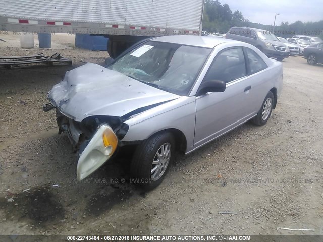 1HGEM22712L027131 - 2002 HONDA CIVIC HX SILVER photo 2