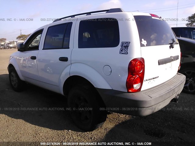 1D8HB38N38F156414 - 2008 DODGE DURANGO SXT WHITE photo 3