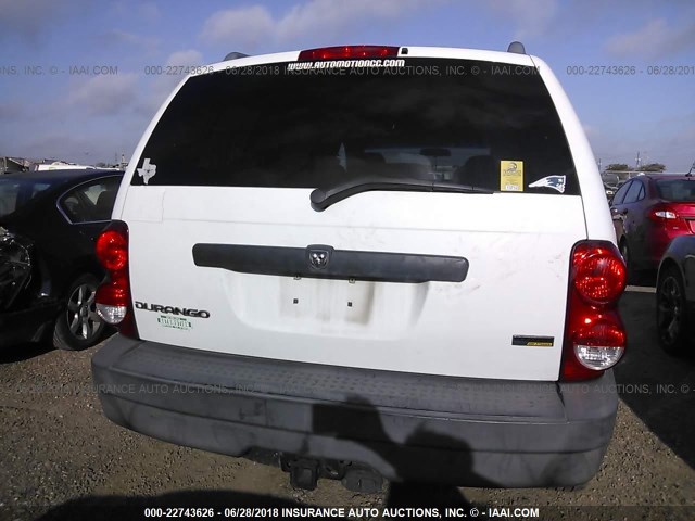 1D8HB38N38F156414 - 2008 DODGE DURANGO SXT WHITE photo 6