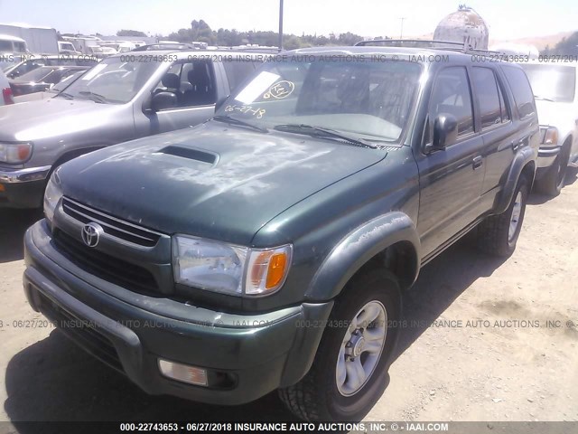 JT3GN86R410208523 - 2001 TOYOTA 4RUNNER SR5 GREEN photo 2