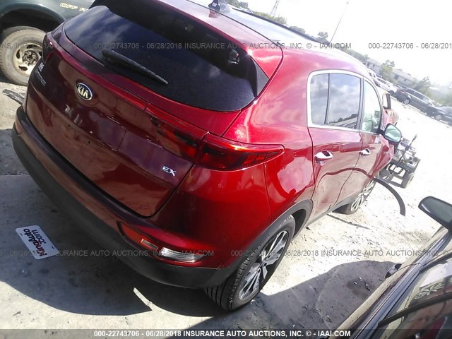 KNDPNCAC0H7249542 - 2017 KIA SPORTAGE EX RED photo 4