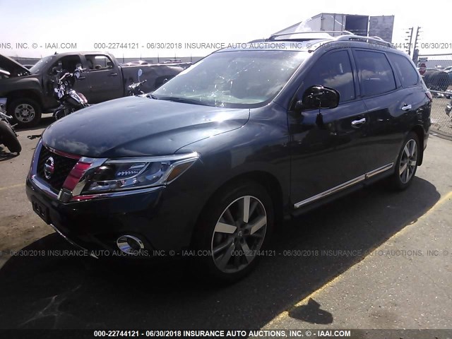 5N1AR2MN9FC675005 - 2015 NISSAN PATHFINDER S/SV/SL/PLATINUM Dark Blue photo 2