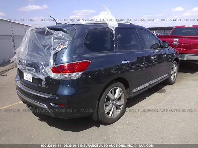 5N1AR2MN9FC675005 - 2015 NISSAN PATHFINDER S/SV/SL/PLATINUM Dark Blue photo 4