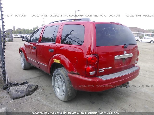 1D8HB58D95F504313 - 2005 DODGE DURANGO LIMITED RED photo 3