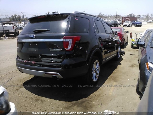 1FM5K7D87GGA44003 - 2016 FORD EXPLORER XLT BLACK photo 4